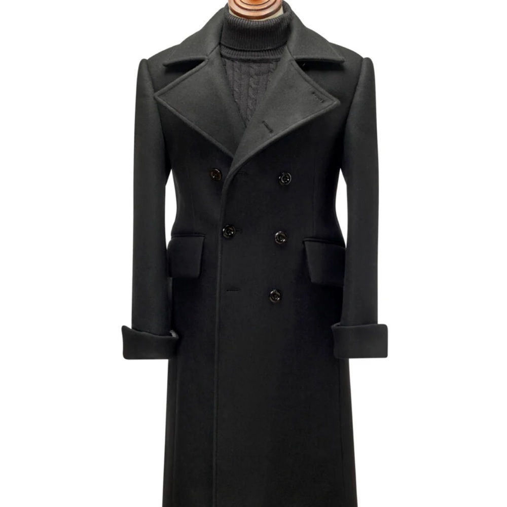 Men's Black Double-Breasted Coat